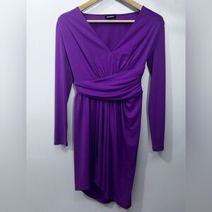 Express Purple Ruched Wrap Midi Dress